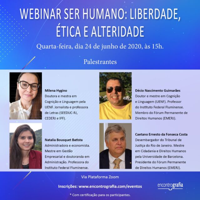 Webinar Ser humano: liberdade, ética e alteridade